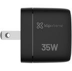 Klip Xtreme - Power converter / charger - 35 Watt - 24 pin USB-C / 9 pin USB Type A - Cellular phone / Tablet - Wall - Para Smartphones, tablets, small devices