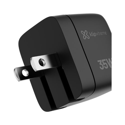 Klip Xtreme - Power converter / charger - 35 Watt - 24 pin USB-C / 9 pin USB Type A - Cellular phone / Tablet - Wall - Para Smartphones, tablets, small devices