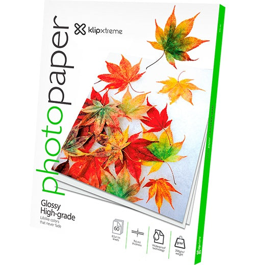 Klip Xtreme KPG-160 - Brillante - ANSI A (Letter) (216 x 279 mm) - 200 g/m² - 60 hoja(s) papel fotográfico brillante