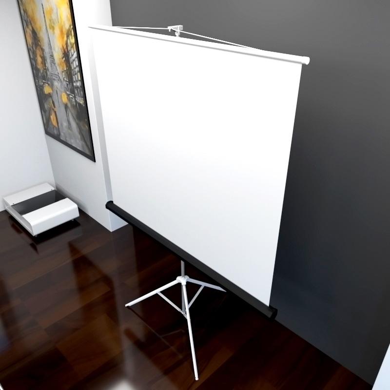 Klip Xtreme KPS-102B - Pantalla de proyección con trípode - 86 pulgada ( 218 cm ) - 4:3 - Matte White - negro