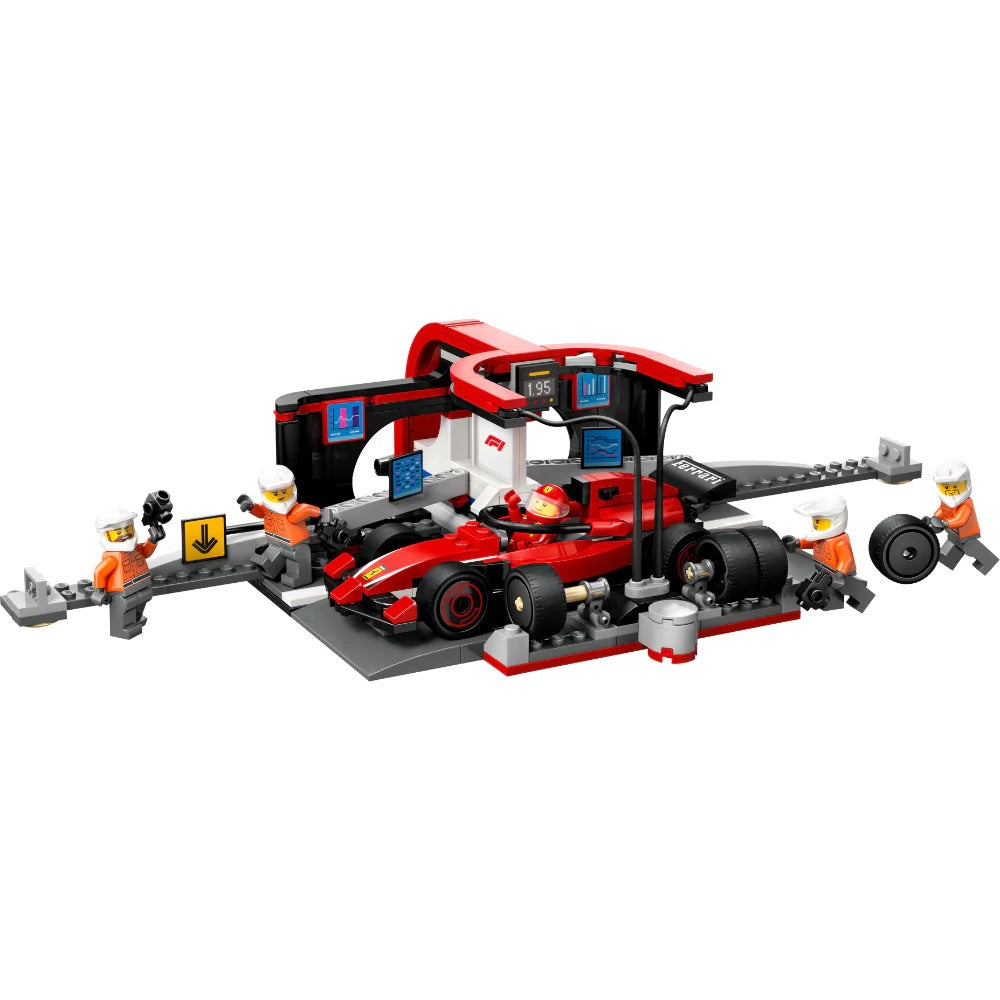 LEGO City 60443 - Equipo de Boxes de F1 con Coche Ferrari