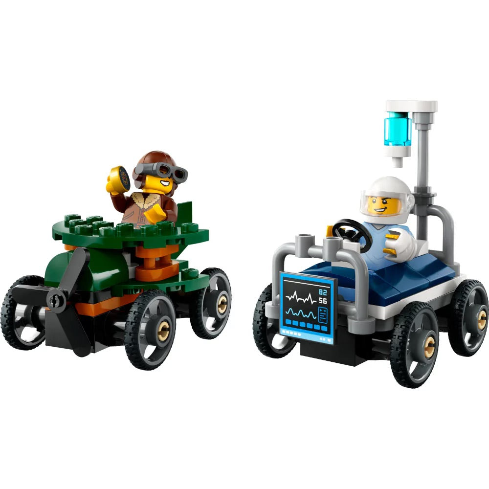 LEGO City 60459 - Pack de Coches de Carreras: Avión Vs Cama de Hospital