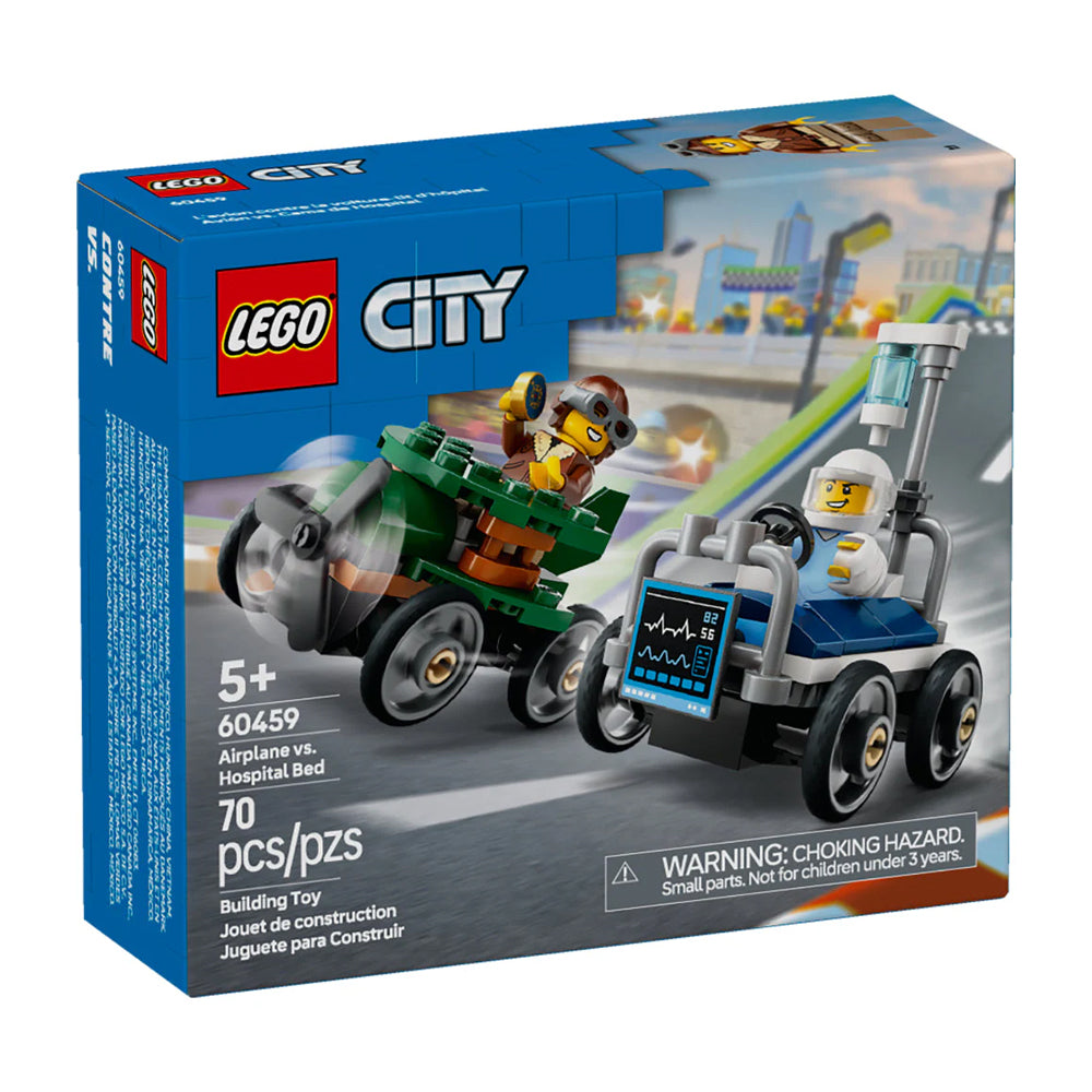 LEGO City 60459 - Pack de Coches de Carreras: Avión Vs Cama de Hospital