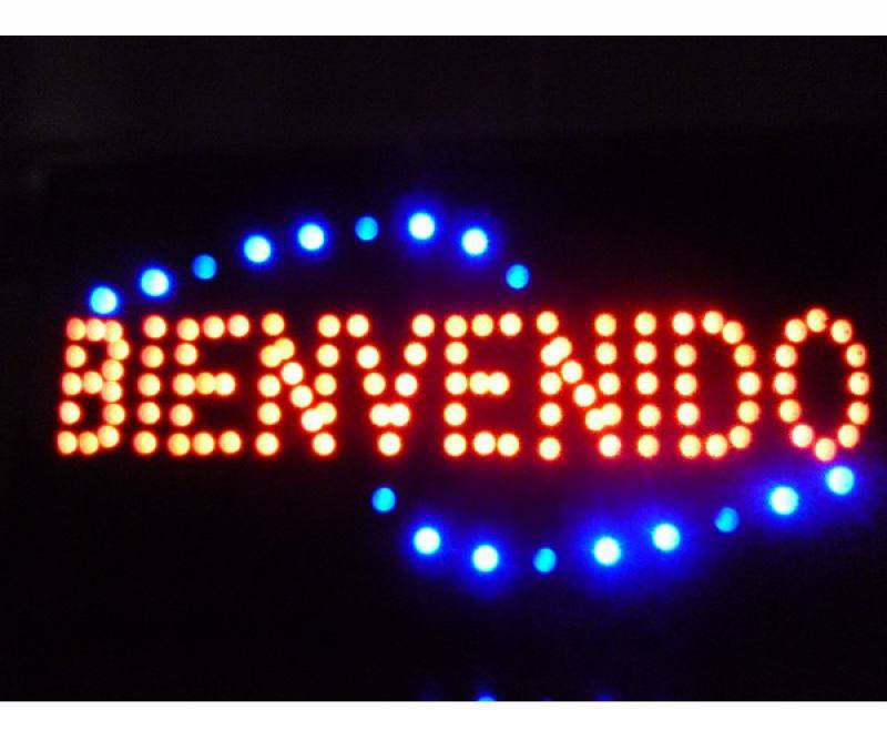 LETRERO LED BIENVENIDO 10X19"