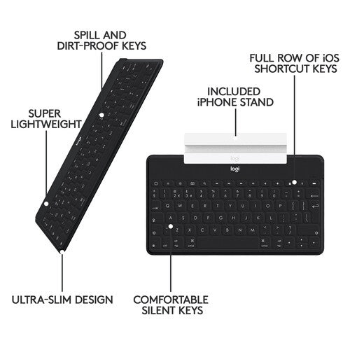 Logitech Keys-To-Go - Teclado - Bluetooth - impermeable - negro