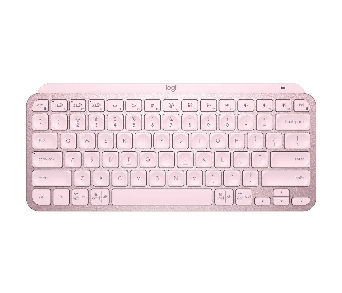 Logitech MX Keys Mini - eclado - Inalámbrico - Español - Bluetooth 5.0 / Bluetooth / 2.4 GHz / USB-C - Ergonomic Design - Rosa