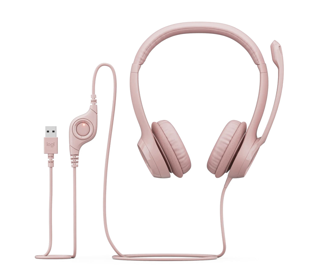 Logitech H390 Wired Headset for PC/Laptop, Rose - Auricular - en oreja - cableado - USB-A - rosa