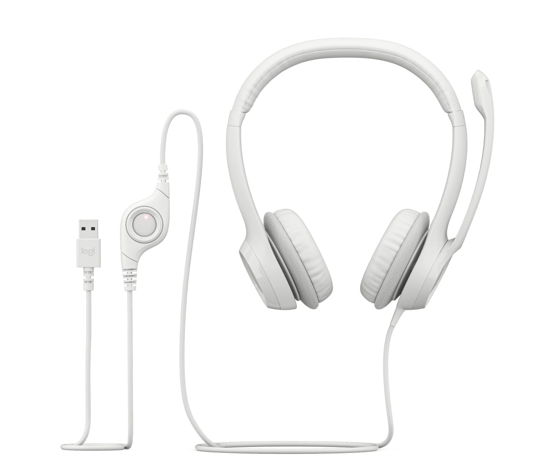 Logitech H390 Wired Headset for PC/Laptop, Off-white - Auricular - en oreja - cableado - USB-A - blanco hueso
