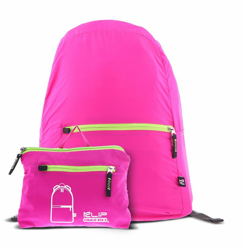 Mochila plegable KLIPX LitePack KFB-001PK, hasta 16", capacidad maxima de 5Kg, impermeable, Rosado