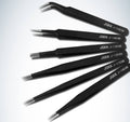 Juego de Pinzas TWEEZERS punta fina de acero inoxidable 6 unidades