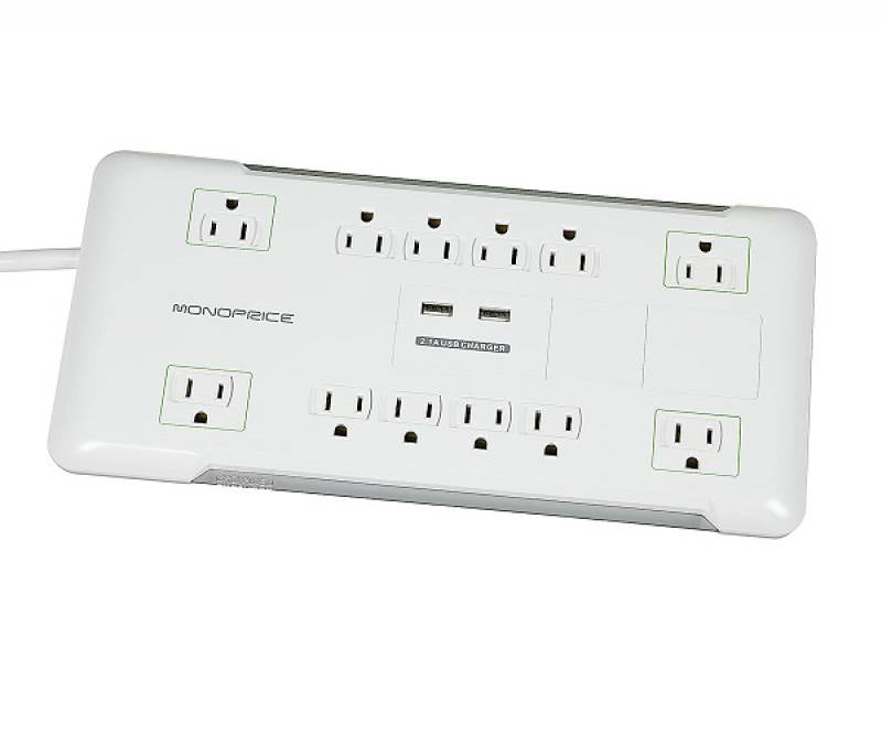 Regleta con protector de Voltaje SOLIDMATE  500206, 12 puerto protegidos y 2 puerto USB 2.1A