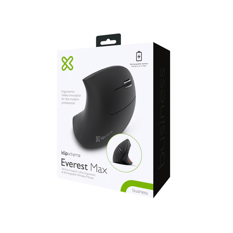 Klip Xtreme - Mouse - 2.4 GHz - Wireless - Vertical - Rechargeable