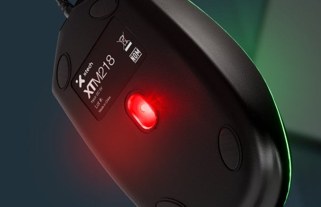 Xtech - XTM-218 - Mouse - USB - Wired - Black - 4 buttons with Light 2400 dpi