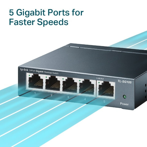 TP-Link TL-SG105 5-Port Metal Gigabit Switch - Conmutador - sin gestionar - 5 x 10/100/1000 - sobremesa