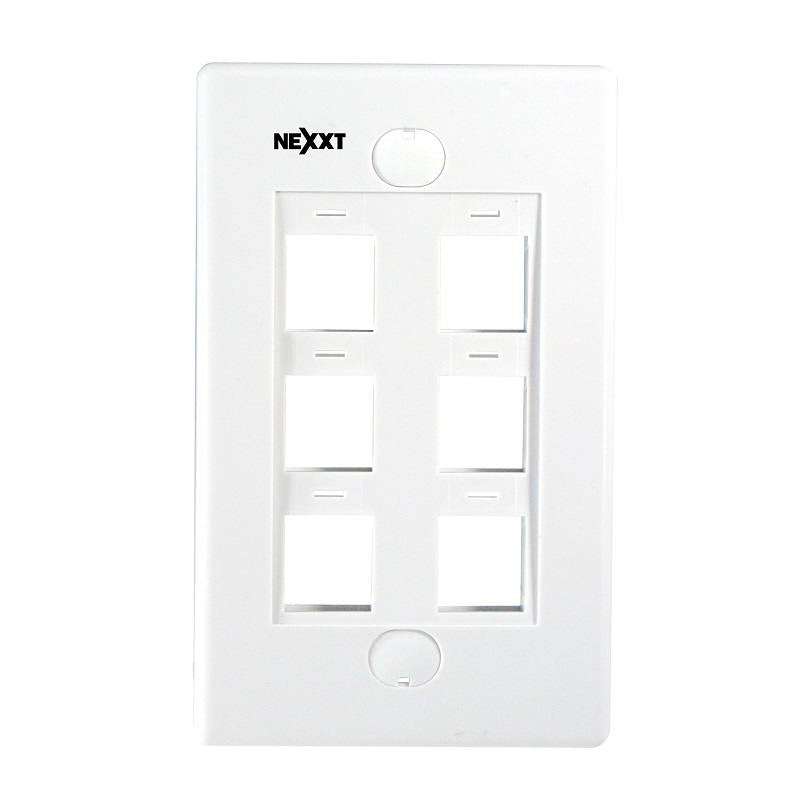 Tapa para cajilla de moldura Sencilla NEXXT, puerto RJ-45, 6 Salida, Color Blanco
