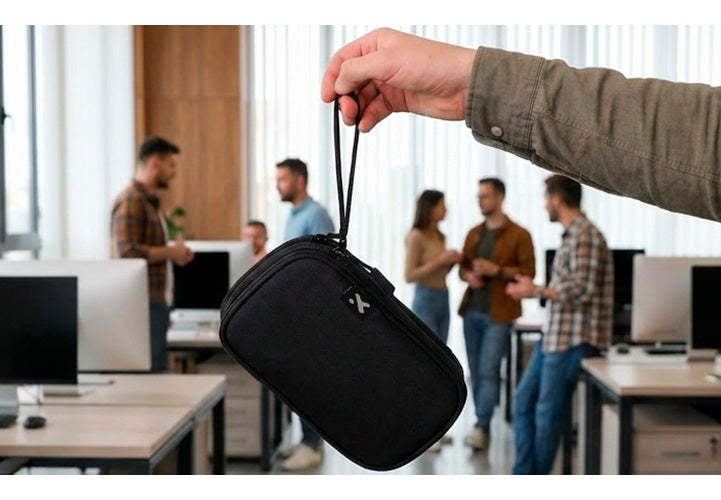 Xtech - Travel Tech organizer case - Durable polyester / 100% polyester - All black - Double-Compartment XTB-060
