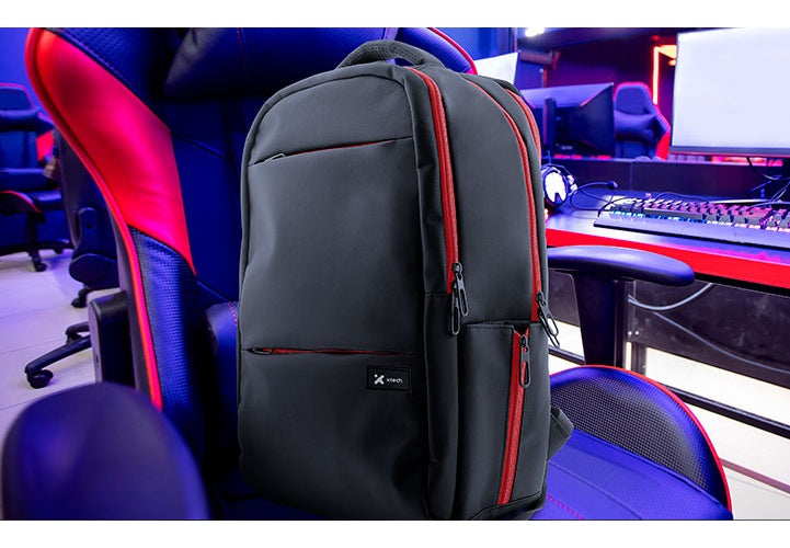 Xtech Insurgent XTB-507 Mochila para laptop 16.5" y accesorios de videojuegos - Nylon durable - Gaming - Color Negro y Rojo - Bolsillo Antirrobo - Panel posterior acolchado con tecnología de ventilación Airflow