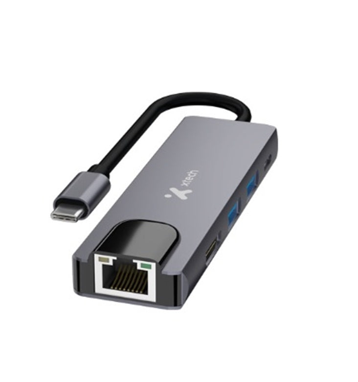 Xtech - Hub - 5 puertos - 5-in-1 USB-C® RJ-45 XTC-5