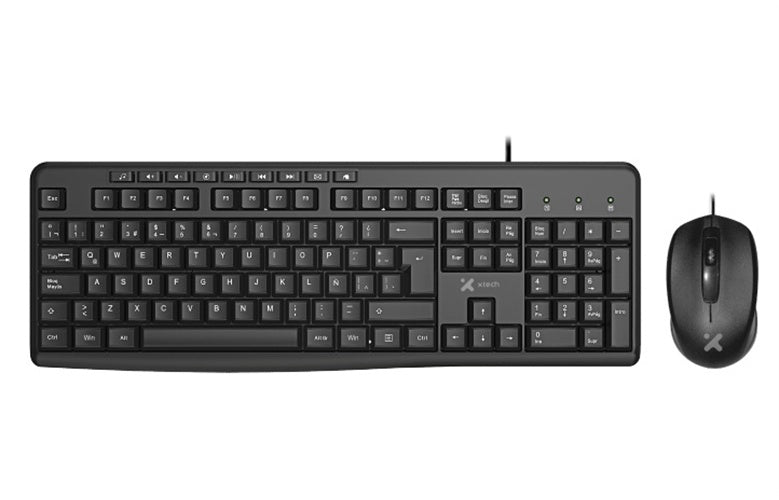Xtech - Keyboard and mouse set - Wired - Spanish - USB - Black - Multimedia XTK-302S