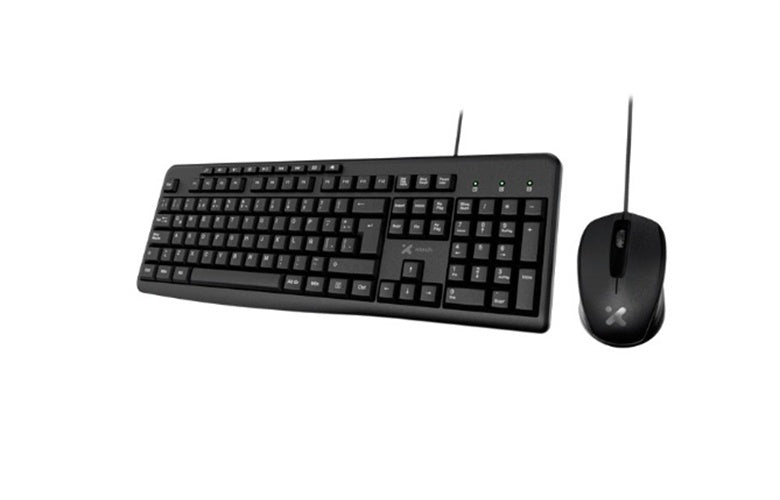 Xtech - Keyboard and mouse set - Wired - Spanish - USB - Black - Multimedia XTK-302S