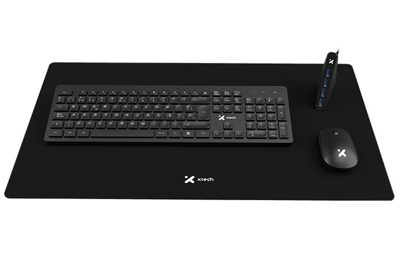 Xtech - MM Keyboard wls, mouse wls, mouse pad XL and USB 3.0 Hub Kit - Spanish - Wireless / Wired - 2.4 GHz / USB - Black - XTK-320S