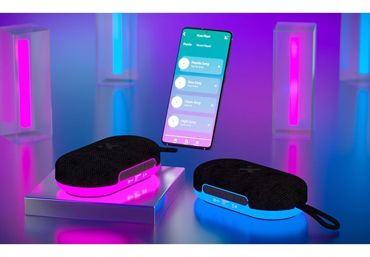 Xtech - Speaker - black with LED lights and magnetic base - BT 5W TWS XTS-607