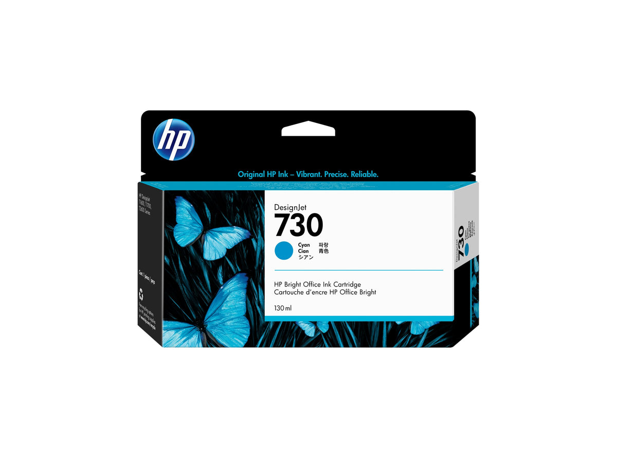 HP 730 - 130 ml - cián - original - DesignJet - cartucho de tinta - para DesignJet SD Pro MFP, T1600, T1600dr, T1700, T1700dr, T1708, T1708dr, T2600, T2600dr