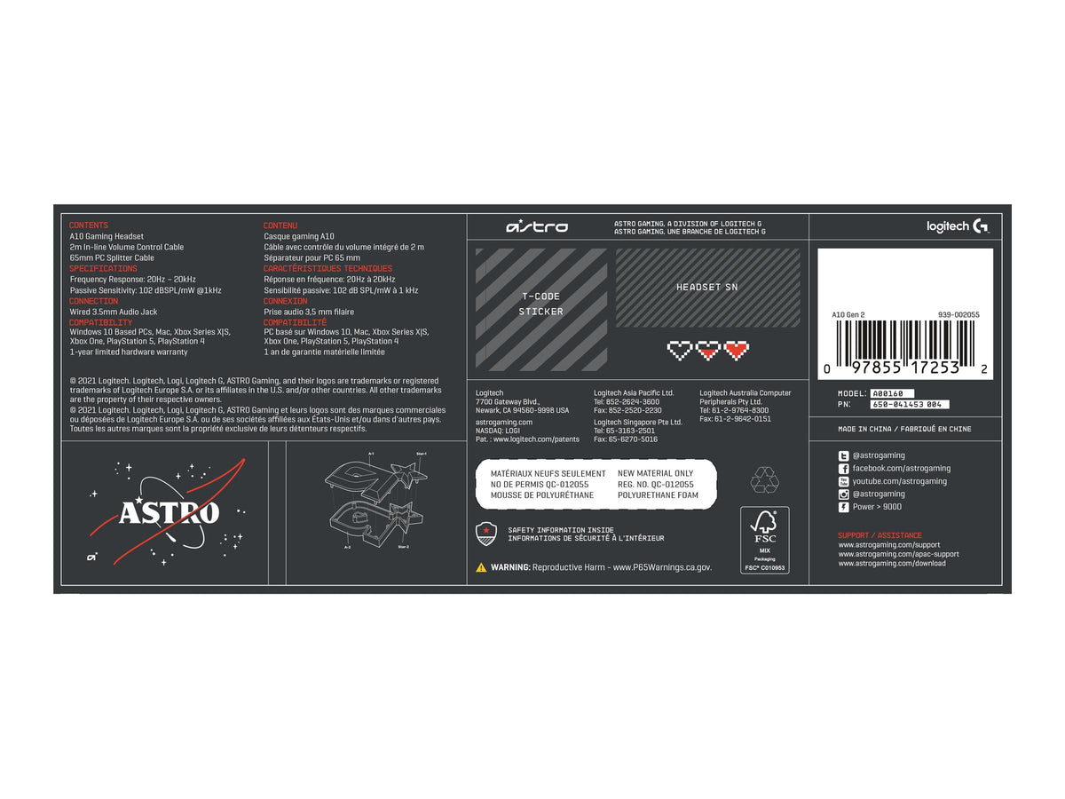ASTRO Gaming A10 Gen 2 - Auricular - tamaño completo - cableado - negro