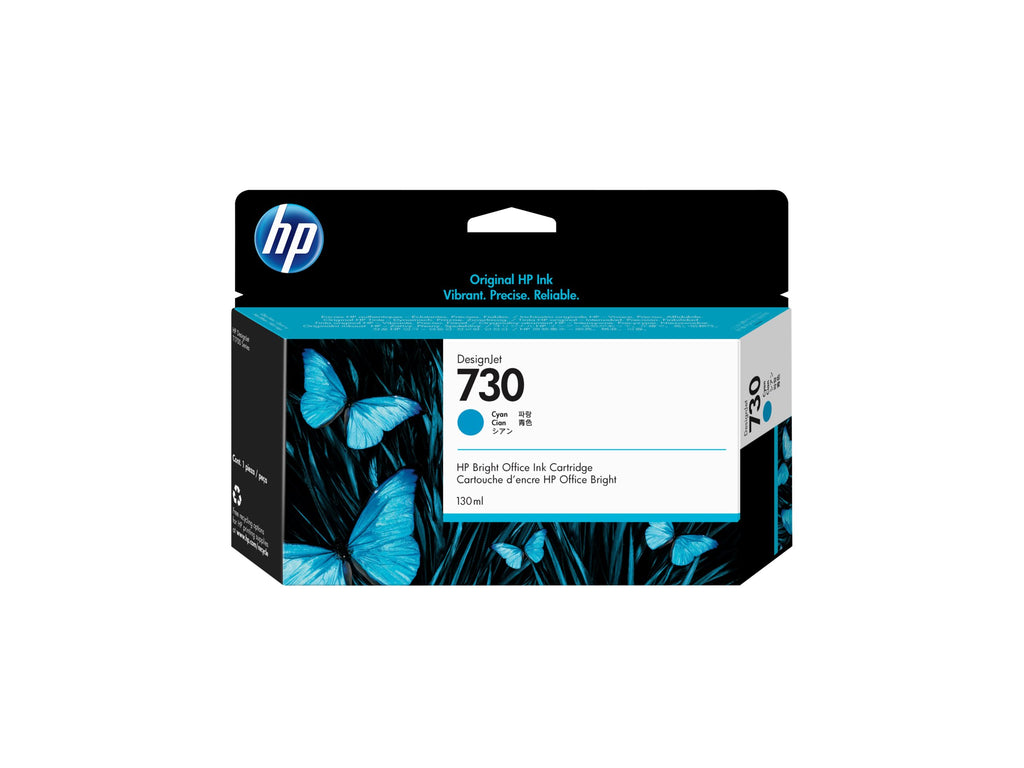 HP 730 - 130 ml - cián - original - DesignJet - cartucho de tinta - para DesignJet SD Pro MFP, T1600, T1600dr, T1700, T1700dr, T1708, T1708dr, T2600, T2600dr