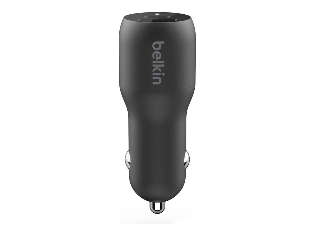 Belkin BoostCharge Dual Car Charger - Car power adapter - 37 Watt - PD 3.0 - 2 output connectors (USB, 24 pin USB-C)