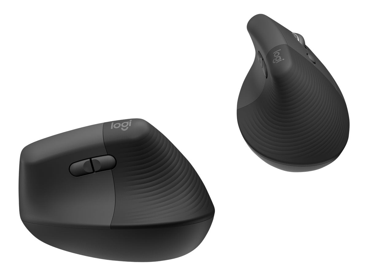 Logitech Lift Vertical Ergonomic Mouse - Ratón vertical - ergonómico - 6 botones - inalámbrico - 2.4 GHz, Bluetooth - receptor de USB Logitech Logi Bolt - grafito