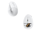 Logitech Lift Vertical Ergonomic Mouse - Ratón vertical - ergonómico - 6 botones - inalámbrico - 2.4 GHz, Bluetooth - receptor de USB Logitech Logi Bolt - blanco hueso