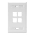 LEVITON WALLPLATE 4PORT SG ID WHITE