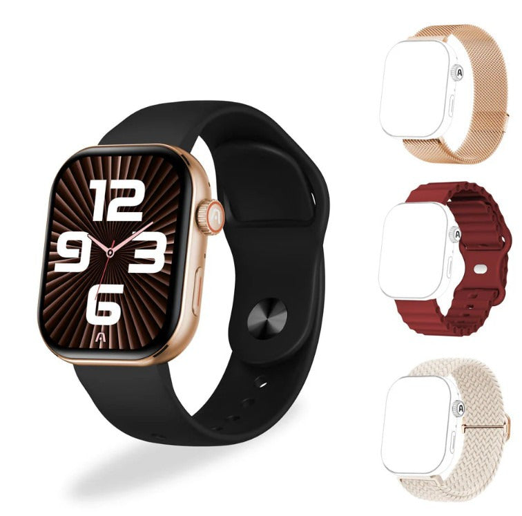 SKEIWATCH S40 -Rose Gold Case - 4 Straps Included (Black Rubber, Stainless Steel, Burgundy Sport Rubber & Ivory Stretch Nylon) - 2.01" Expansive TFT Display