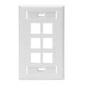 LEVITON WALLPLATE 6PORT SG ID WHITE