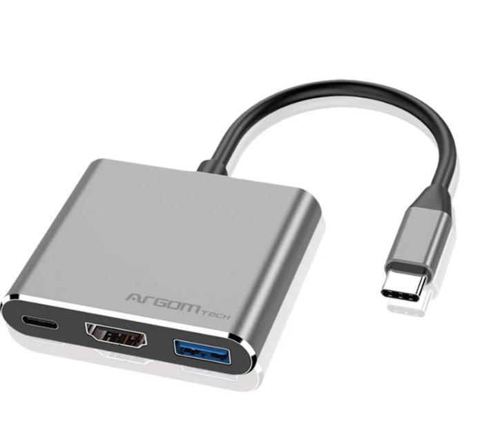 3 in 1 Type-C HUB ONEAXESS - Aluminum Case / Plug & Play Type-C PD / USB 3.0 / HDMI 4K