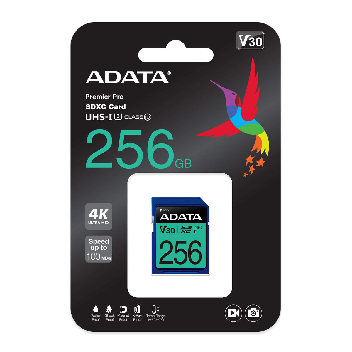 ADATA SD PARA CAMARA PROFESIONAL 4K  256GB  VELOCIDAD 100/85 MB/S