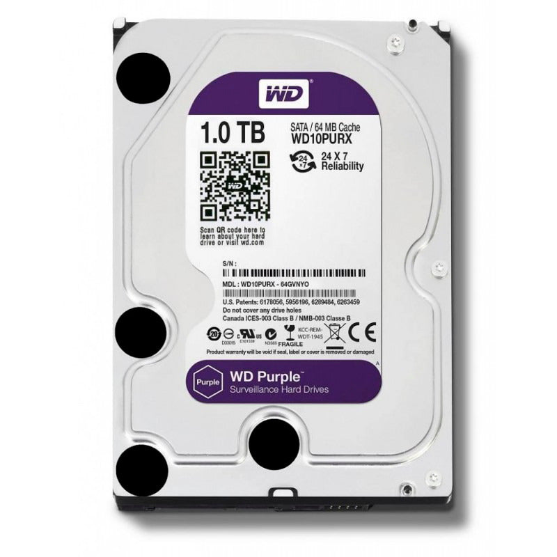 WESTERN DIGITAL PURPLE 1TB SURVEILLANCE HARD DRIVE 5400RPM 3.5"